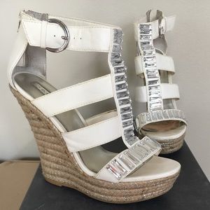 H by Halston | Vera | White + Silver Bling Wedges